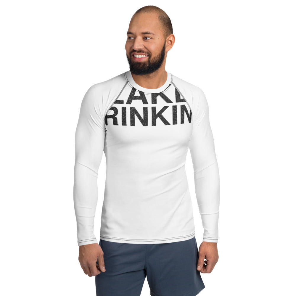 lake-drinking-funny-vintage-rash-guard White front full mockup