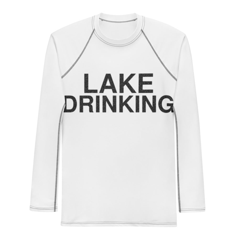 lake-drinking-funny-vintage-rash-guard flat front mockup