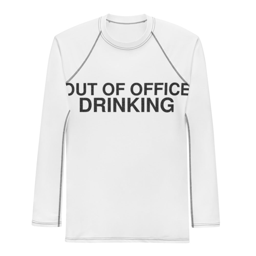 out-of-office-drinking-funny-vintage-rash-guard flat front mockup