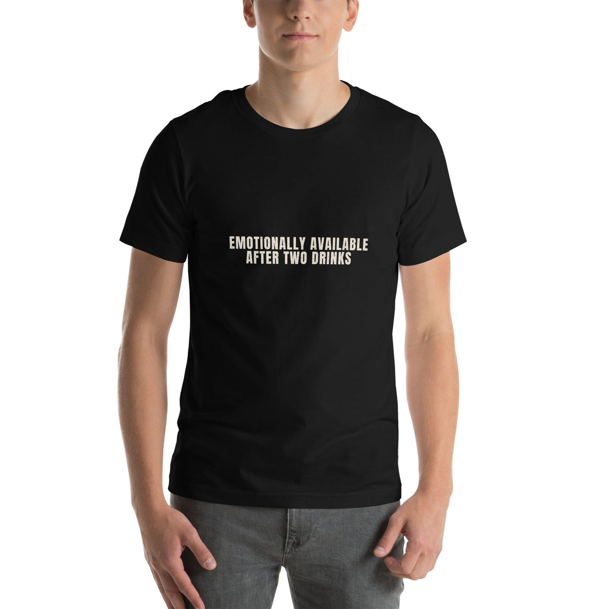 Emotionally Available After Two Drinks | Funny Vintage T-Shirt