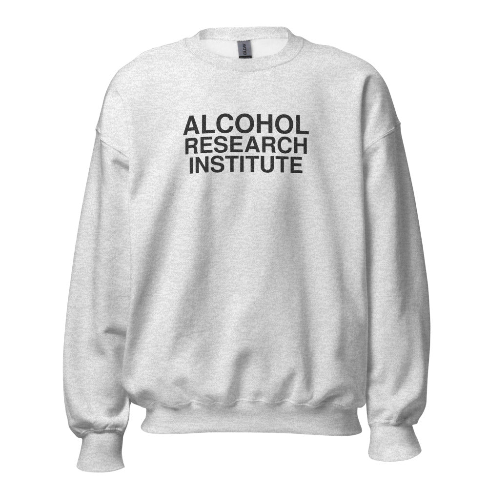 alcohol-research-institute-funny-vintage-crewneck-sweatshirt ash front full mockup