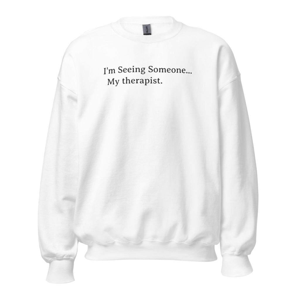 im-seeing-someone-my-therapist-funny-vintage-crewneck White front full mockup