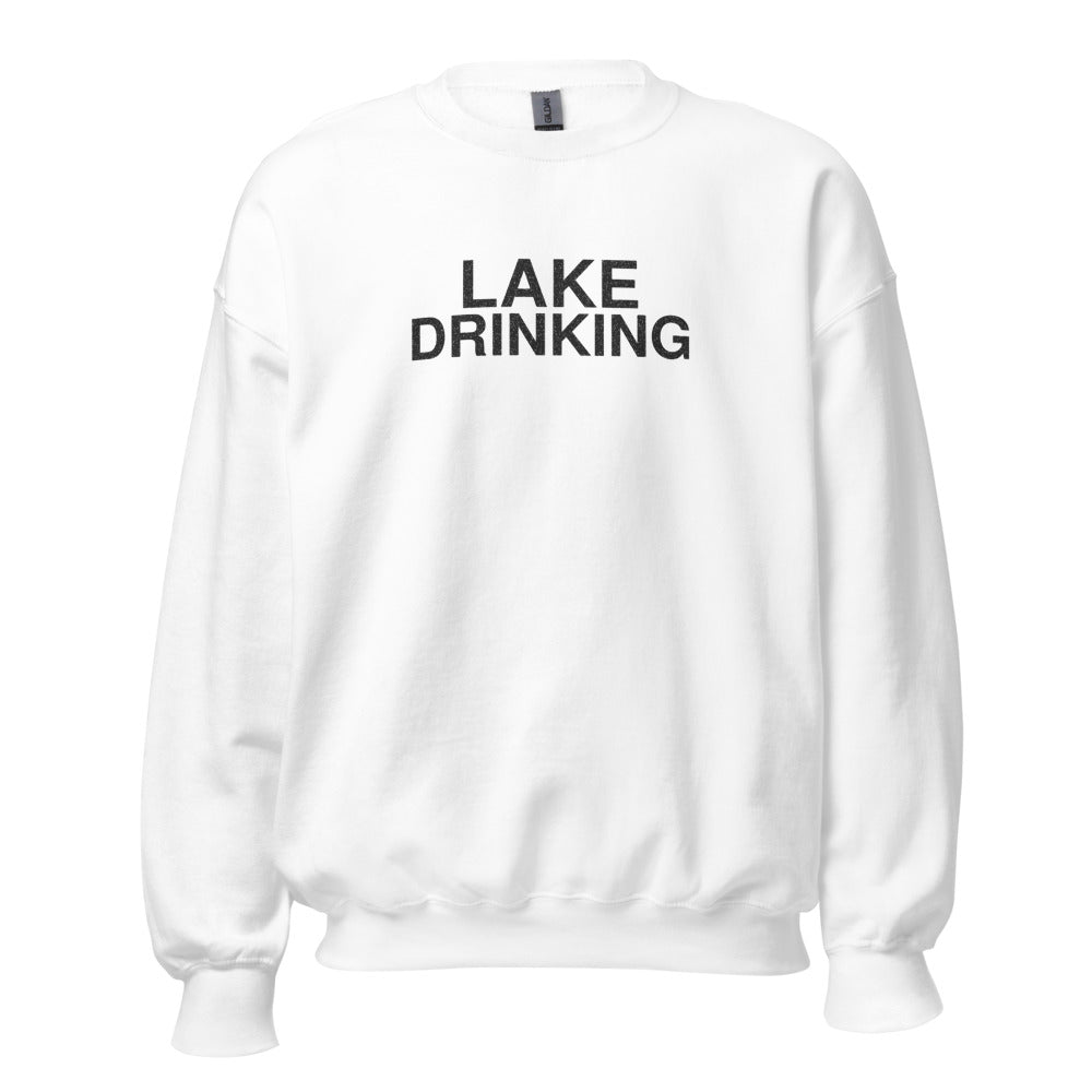 lake-drinking-funny-vintage-crewneck-sweatshirt White front full mockup