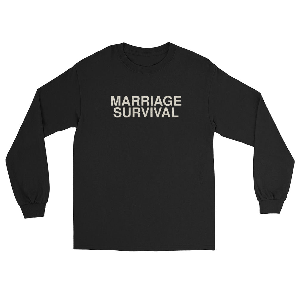 marriage-survival-funny-vintage-long-sleeve-tee Black front full mockup