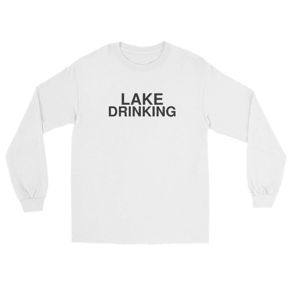 lake-drinking-funny-vintage-long-sleeve-tee White front full mockup